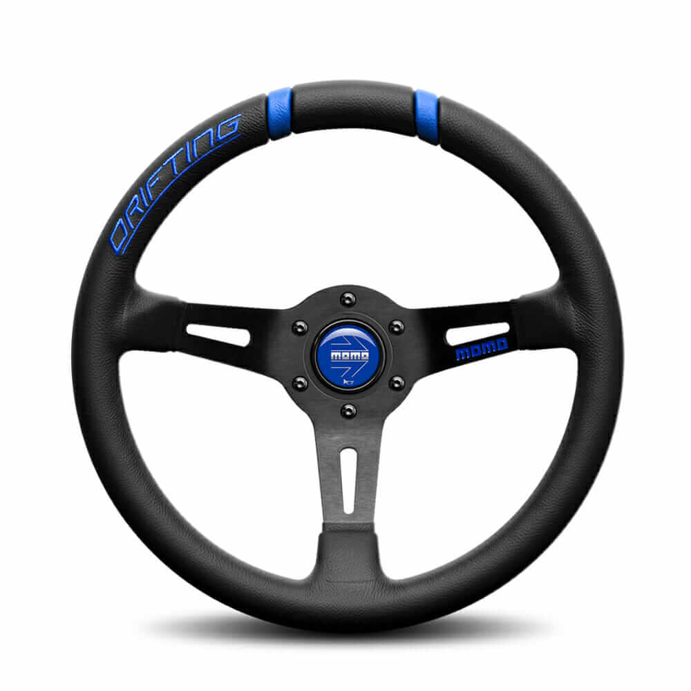 MOMO Drifting Blue Deep Dish 330mm Leather Steering Wheel