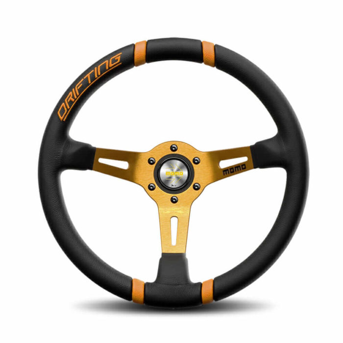 MOMO Drifting Orange Deep Dish 350mm Leather Steering Wheel