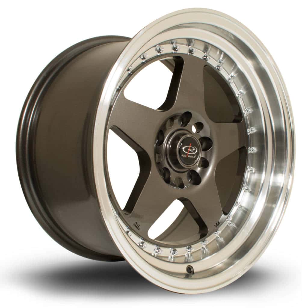 K Speed Rota Rims Rota Kyusha 17x9 ET20 4x100 Polished Lip Gunmetal Alloy Wheel