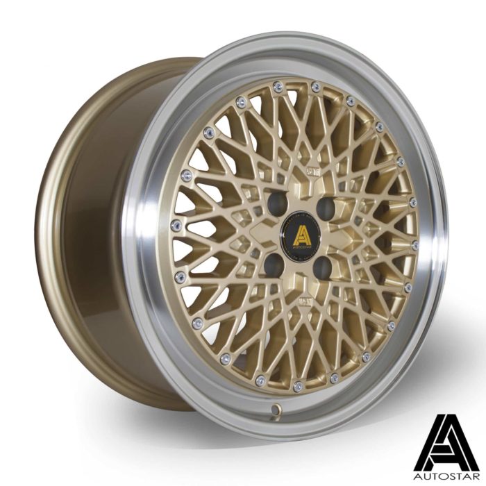 Autostar Mus 17x8 ET30 4x100 Polished Lip Gold Alloy Wheel