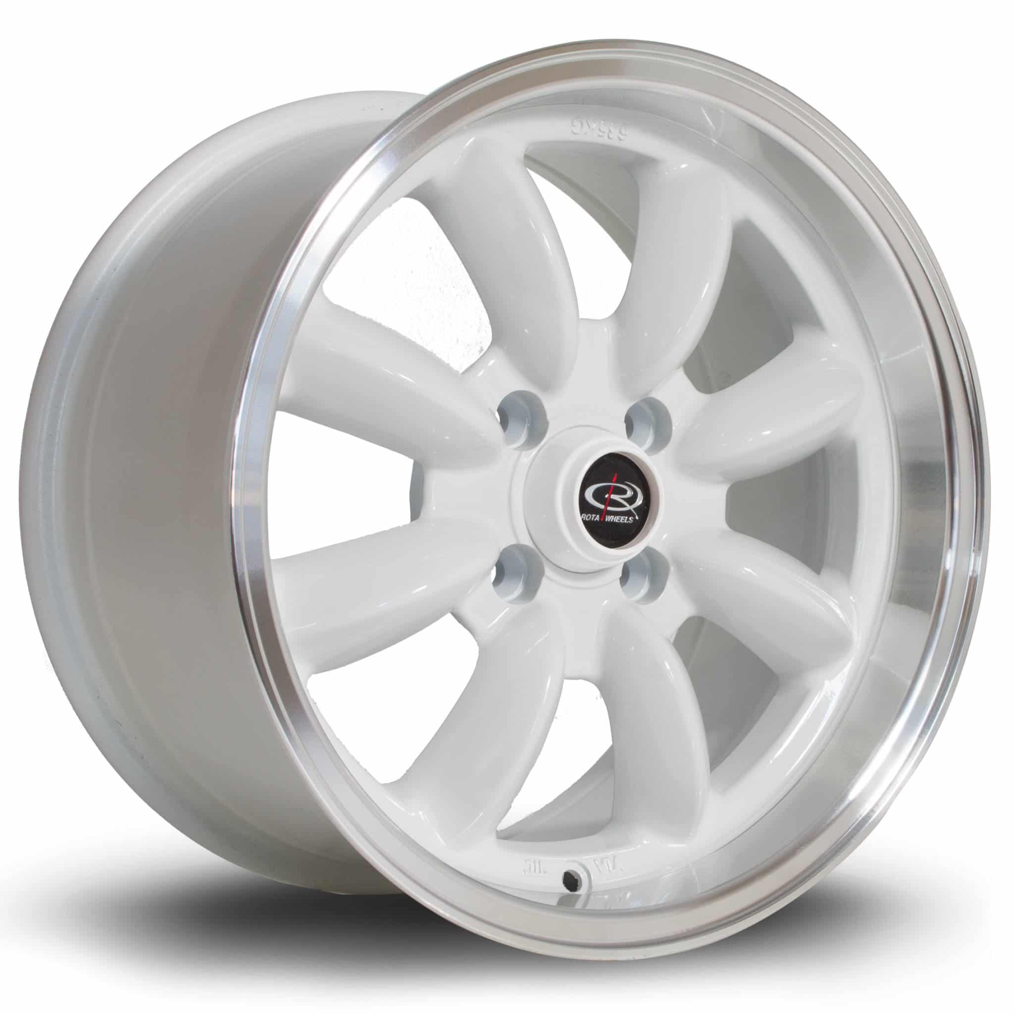 White Rota Rims Rota RB 15x8 ET30 4x100 Polished Lip White Alloy Wheel