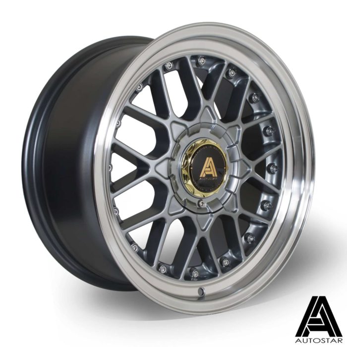 Autostar Sprt 17x8 ET30 4x100 Polished Lip Gunmetal Alloy Wheel