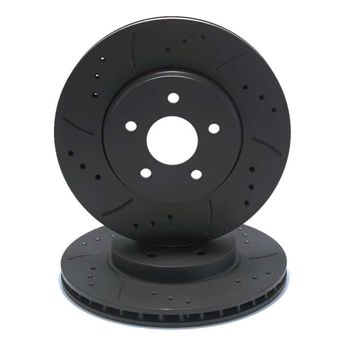 Mtec Black Drilled Grooved Brake Discs for Mazda MX5