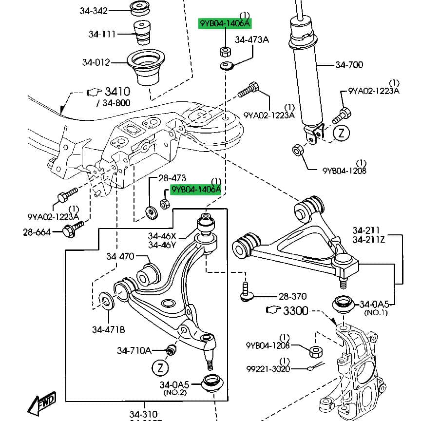 パーツ Mazda roadstar mk-5 1994 suspension Genuine Alignment Nut Both Front Rear Rearward for Mazda MX-5 NC