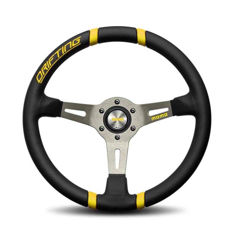 MOMO Drifting Titanium Deep Dish 350mm Leather Steering Wheel
