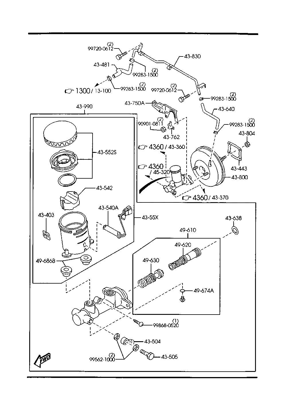 4340A: Brake Master Cylinder & Power Brake (W/O Antilock Brake) | Mazda ...