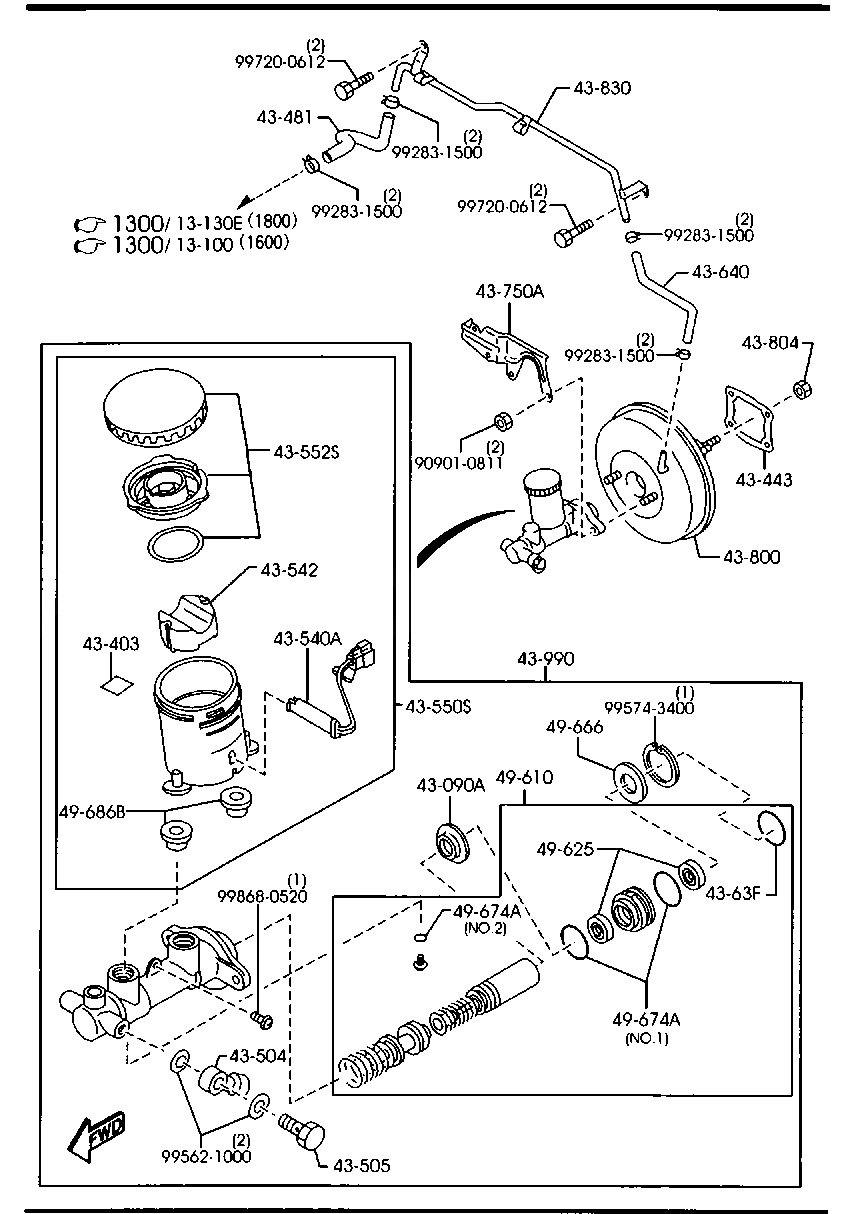 4340A: Brake Master Cylinder & Power Brake (W/O Antilock Brake) | Mazda ...