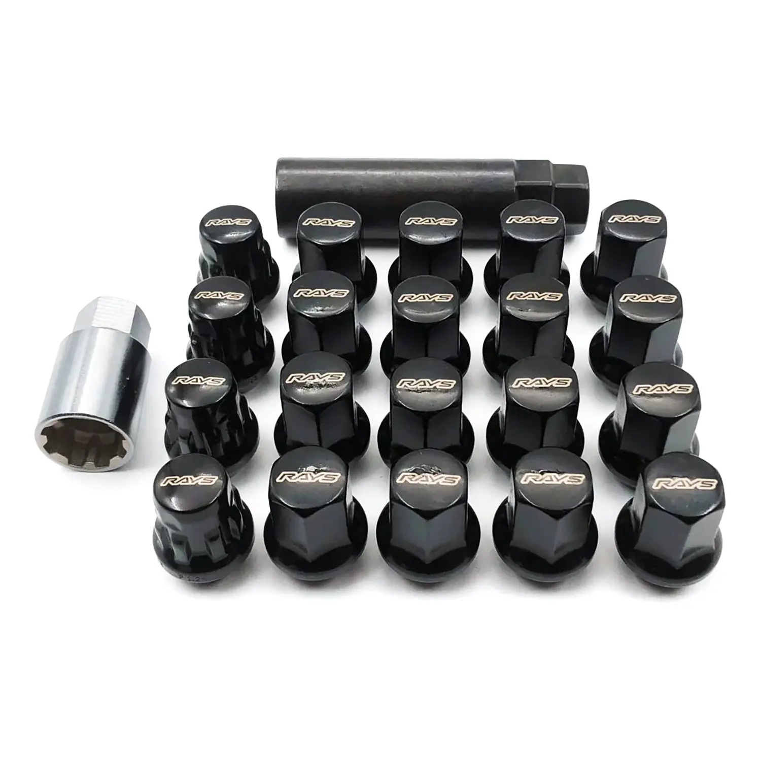 Rays 17Hex L31 M12x1.5 Wheel Nuts Lock Set Black 20pcs