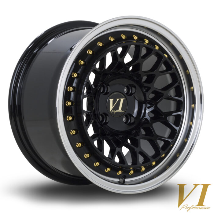 6Performance Infinity 15x8.25 ET15 4x100 Black Polished Lip Alloy Wheel
